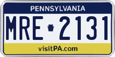 PA license plate MRE2131