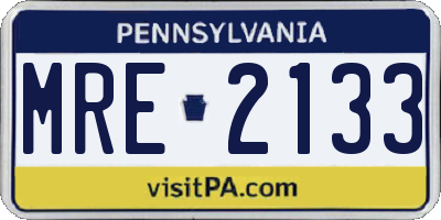 PA license plate MRE2133