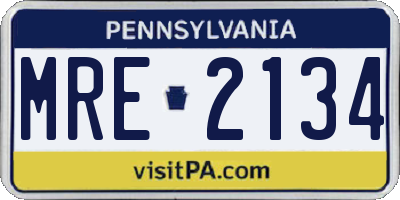 PA license plate MRE2134