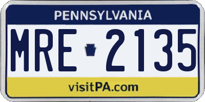 PA license plate MRE2135