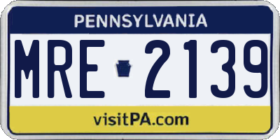 PA license plate MRE2139