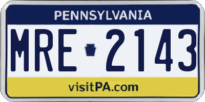 PA license plate MRE2143