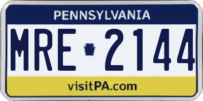PA license plate MRE2144