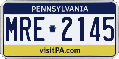 PA license plate MRE2145