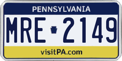 PA license plate MRE2149
