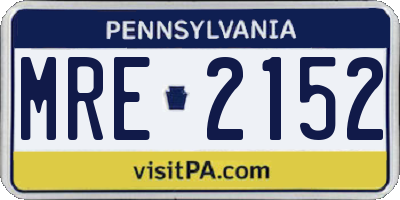 PA license plate MRE2152
