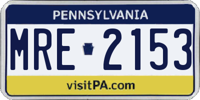 PA license plate MRE2153