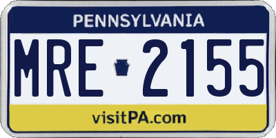 PA license plate MRE2155