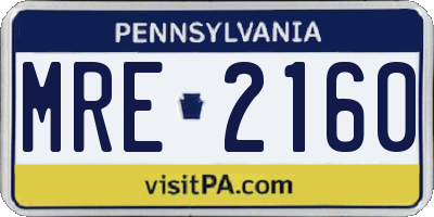 PA license plate MRE2160