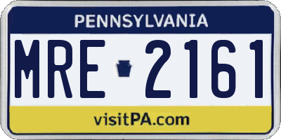 PA license plate MRE2161