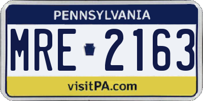 PA license plate MRE2163