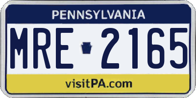 PA license plate MRE2165