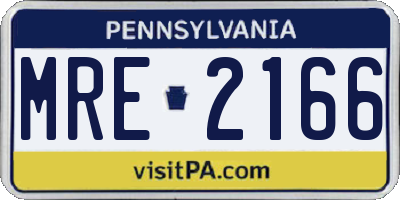 PA license plate MRE2166
