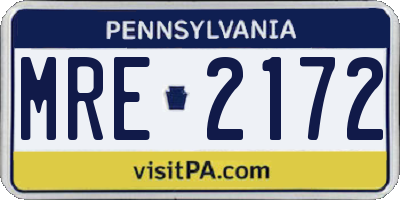 PA license plate MRE2172