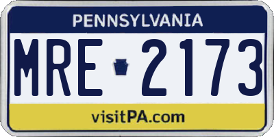 PA license plate MRE2173