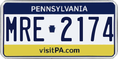 PA license plate MRE2174