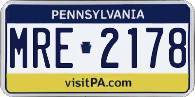 PA license plate MRE2178