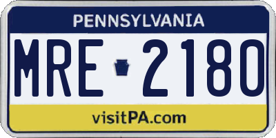 PA license plate MRE2180