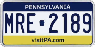 PA license plate MRE2189