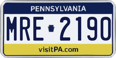 PA license plate MRE2190
