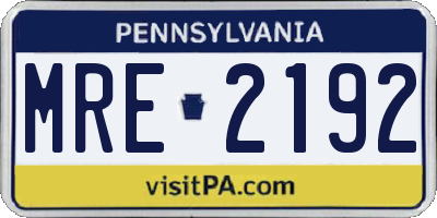 PA license plate MRE2192