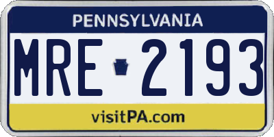 PA license plate MRE2193