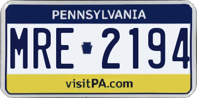 PA license plate MRE2194