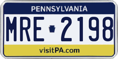 PA license plate MRE2198