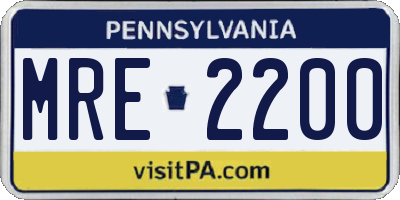PA license plate MRE2200