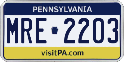 PA license plate MRE2203