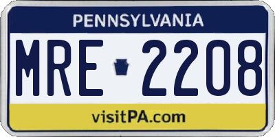 PA license plate MRE2208