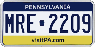 PA license plate MRE2209