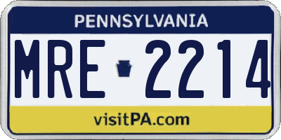 PA license plate MRE2214