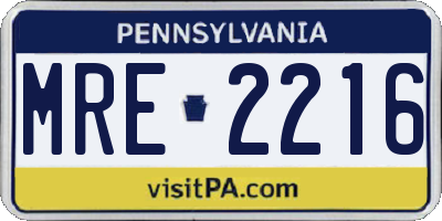 PA license plate MRE2216