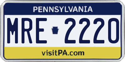 PA license plate MRE2220