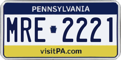 PA license plate MRE2221