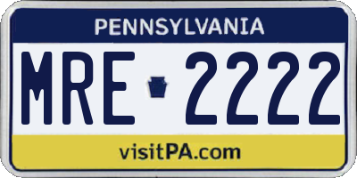 PA license plate MRE2222