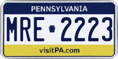 PA license plate MRE2223