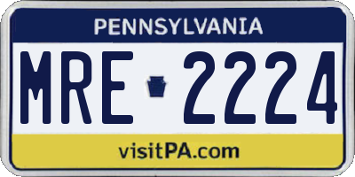 PA license plate MRE2224