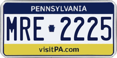 PA license plate MRE2225