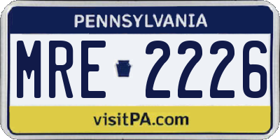 PA license plate MRE2226