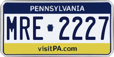 PA license plate MRE2227