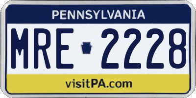 PA license plate MRE2228