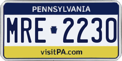 PA license plate MRE2230