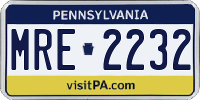 PA license plate MRE2232