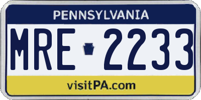 PA license plate MRE2233