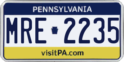PA license plate MRE2235