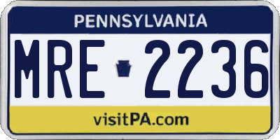 PA license plate MRE2236