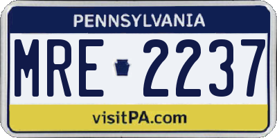 PA license plate MRE2237