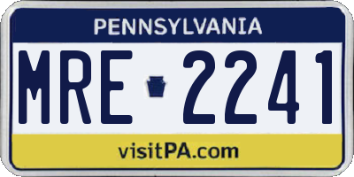 PA license plate MRE2241